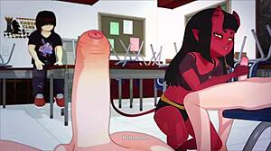 Horny 3D girl gives a blowjob and gets a cumshot in animated video