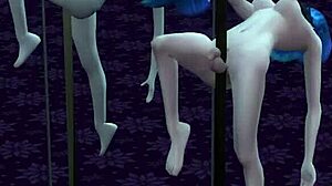 Seara sălbatică a lui Shemale Jane în Sims 4 se termină cu sex de grup și ejaculare