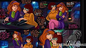 Daphnes vášnivo olizuje tesnú dieru na zadku Velmas v lesbickom stretnutí s tematikou Halloweenu