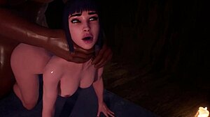 Cowgirl sensuelle d'Hinata et balade en 3D hentai par derrière