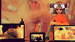 Sperma auf Arsch und Muff-Tauchen in HD mit einer schmutzig redenden Hentai-Waifu-Puppe